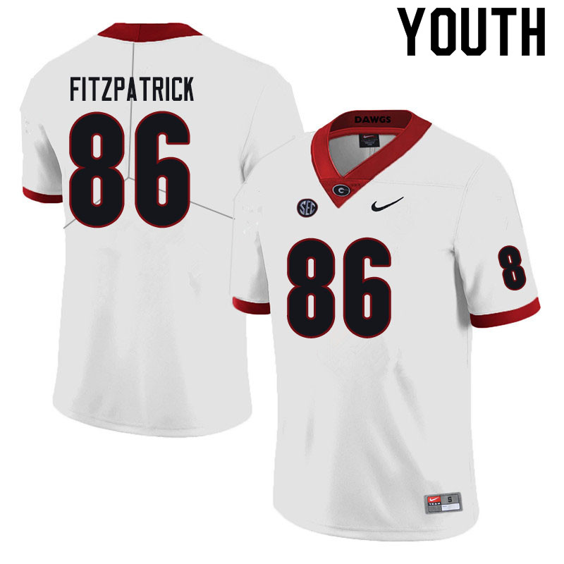 Georgia Bulldogs Youth John FitzPatrick #86 Black Stitched College UGA Football Jersey 23NO014UE